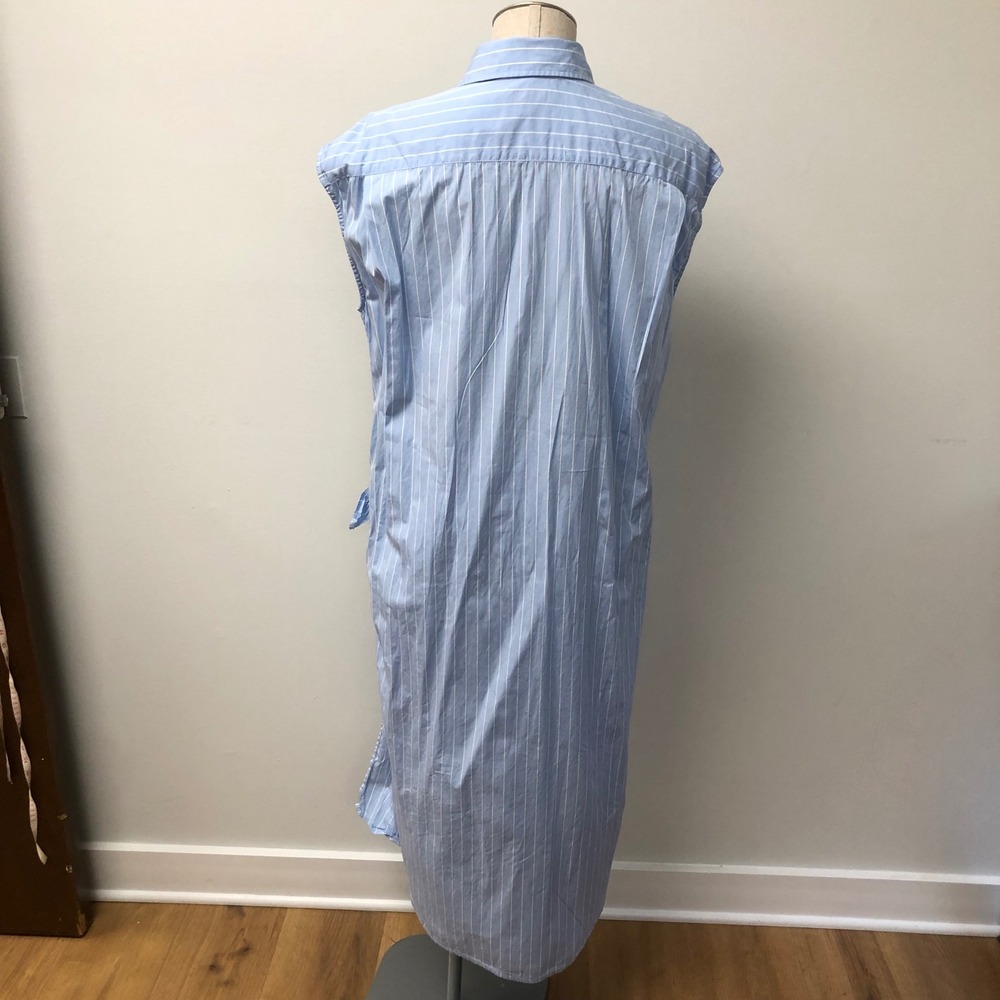 Balenciaga Striped Wrap Dress Womens 36 FR 4 Blue White Sleeveless Midi Nautical - Picture 4 of 11